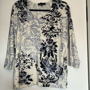 Cream and blue lightweight sweater